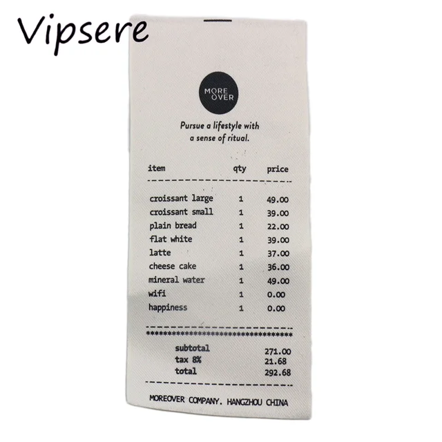 Customized design One color print white garment labels/clothing tags/silk screen printed label tags