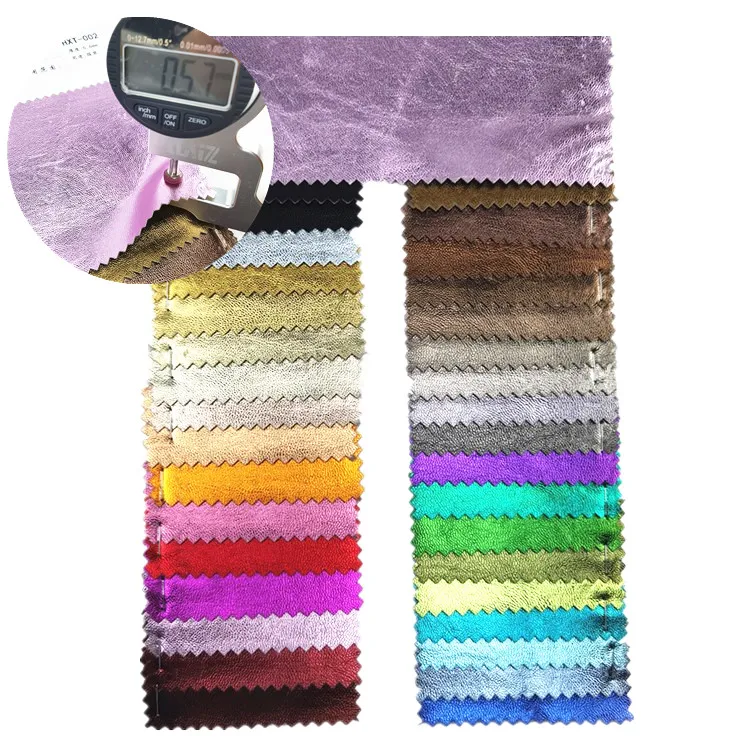 Fake fashion soft cotton base metallic PU leather synthetic fabric