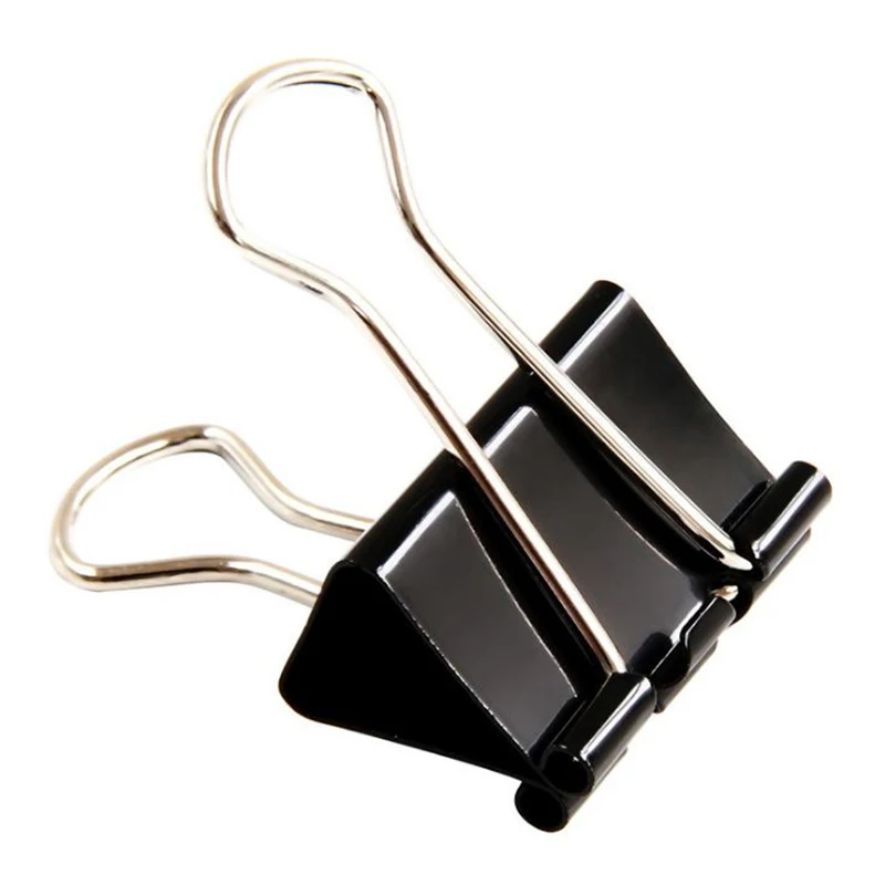 New Metal Paper Clip Fold Metal Binder Clips Black Grip Clamps Paper Document Office School Stationery 19 25 32 41 51mm