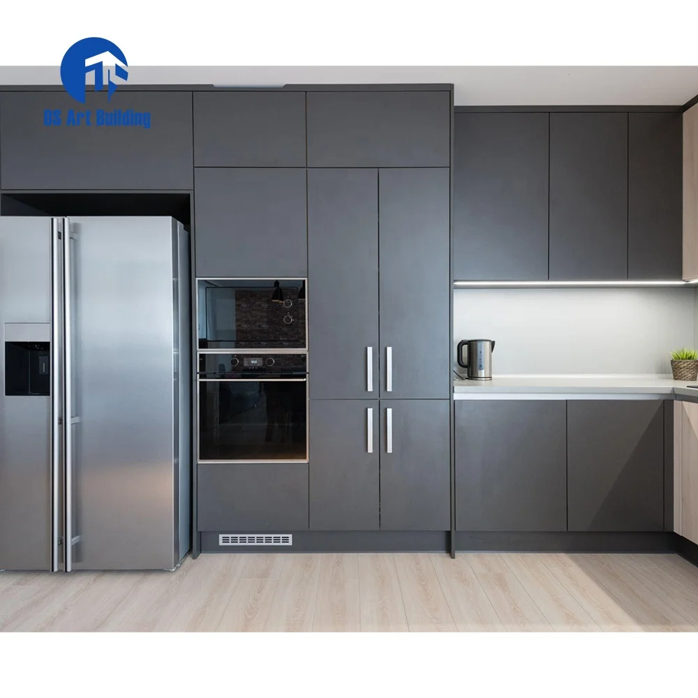 DS Customized Price American Grey Plywood Vaneer Modern Shaker Style Solid Wood Kitchen Cabinet