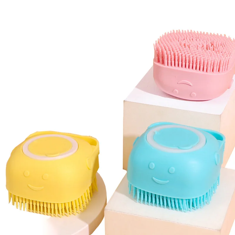 2022 New Soft Silicone Brush Rubber Bristle for Pet Massage Brush Shampoo Dispenser Dog Bath Brush and Cats Shower Grooming