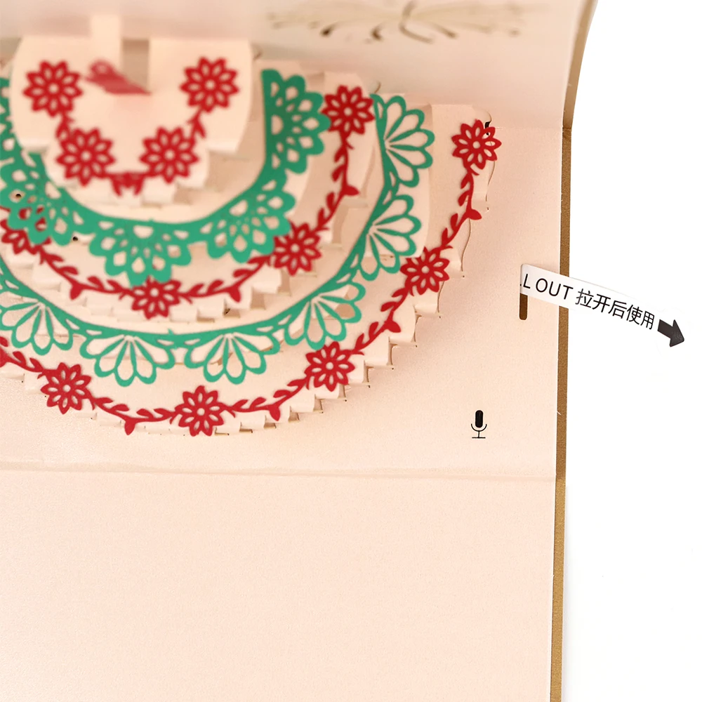 Recording light cake 3D greeting cards can be recorded as birthday gifts for her, him, girlfriend, and boyfriend