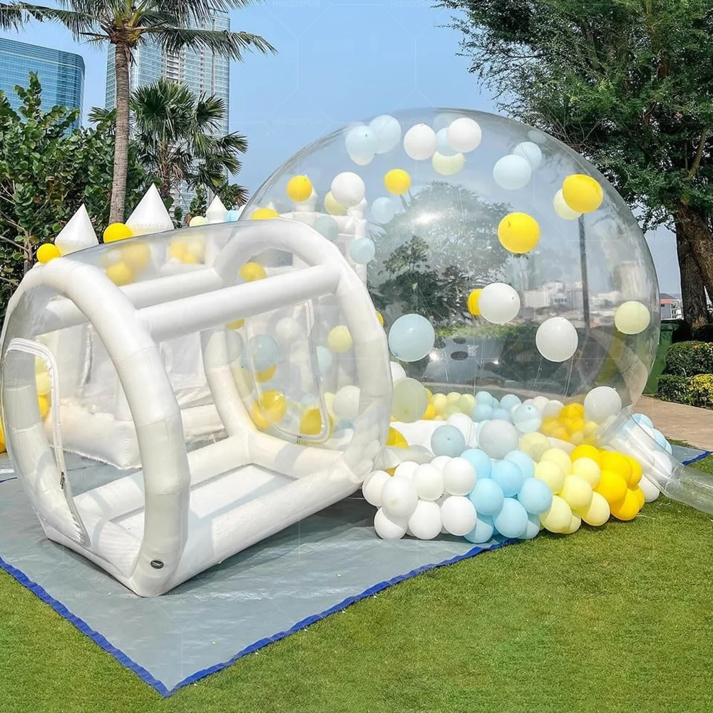 Outdoor inflatable transparent bubble tent, big inflatable round tent with bed