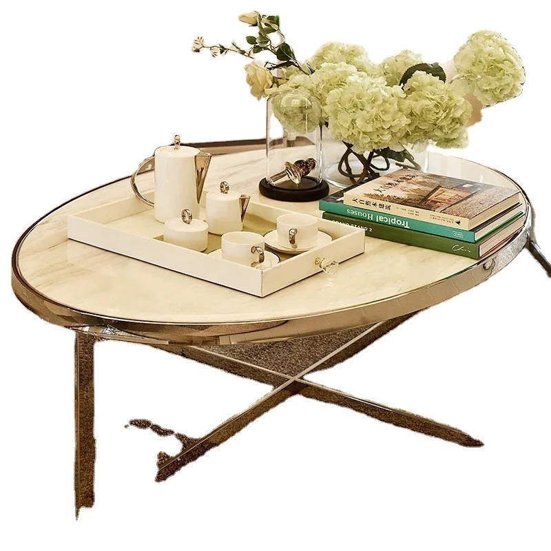 coffee table with marble top and metal leg