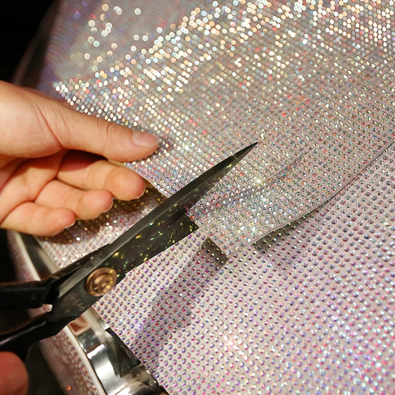 
Car Decoration Stickers Colorful Rhinestone White Crystal Car Bling Sparking Sticker DIY 