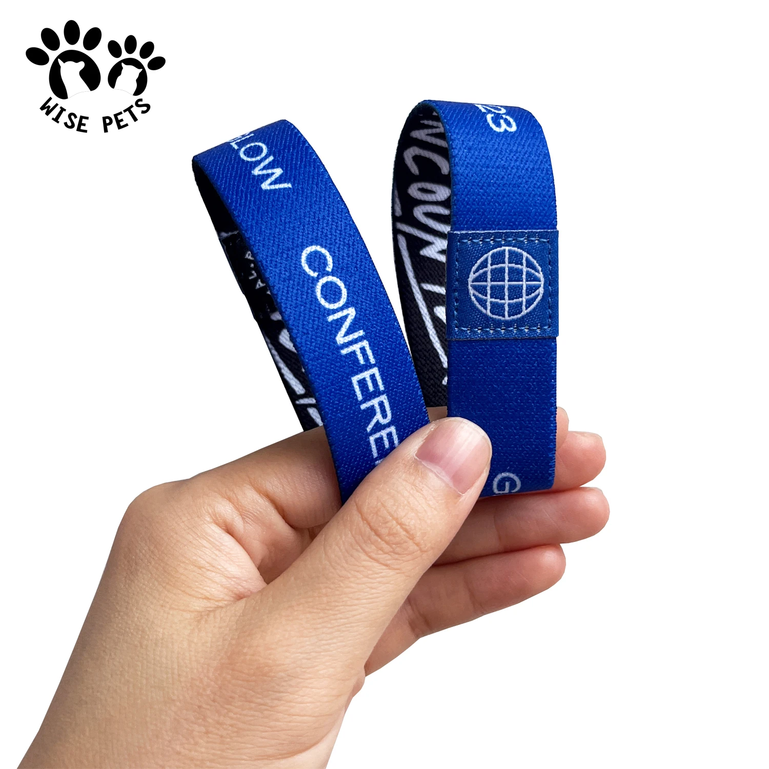 Hot sale custom round spring cloth fabric bracelet NFC RFID sublimation printed stretch wristbands polyester elastic wrist band