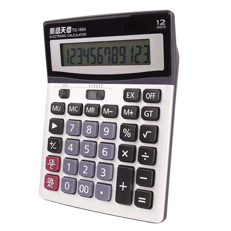 Desktop Calculator Large Screen Office Finance Student Calculator TG-1654 Dual Power Supply Solar Energy Key Calculator
