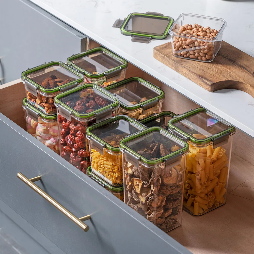 BPA-free plastic food storage container storage jars set kitchen storage box with lid