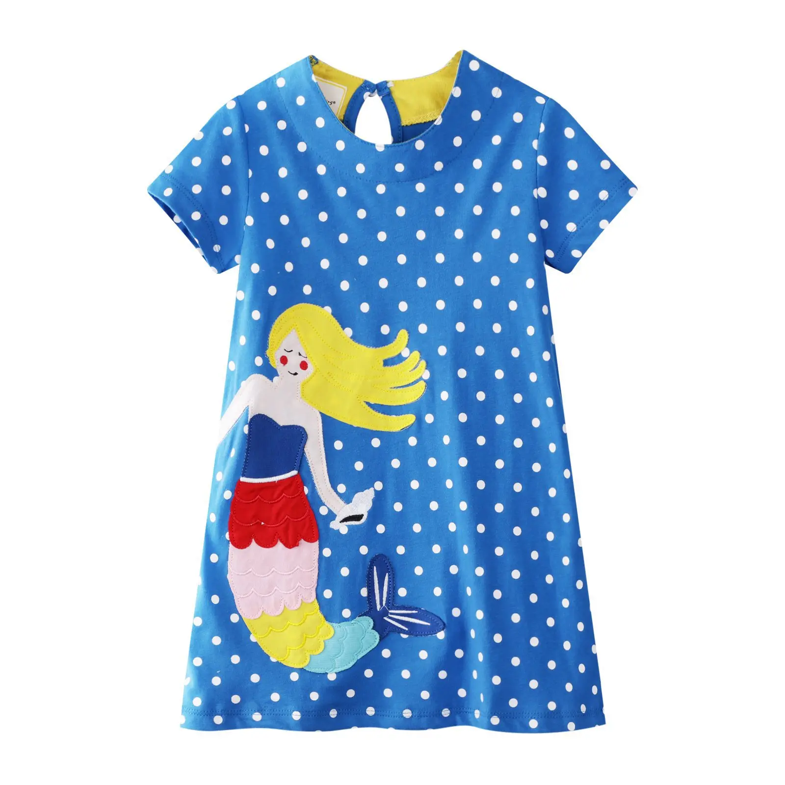 
Newest Kids Summer Mermaid Dress Polka Dots Baby Little Girls Dress Short Sleeve Kids Clothes 