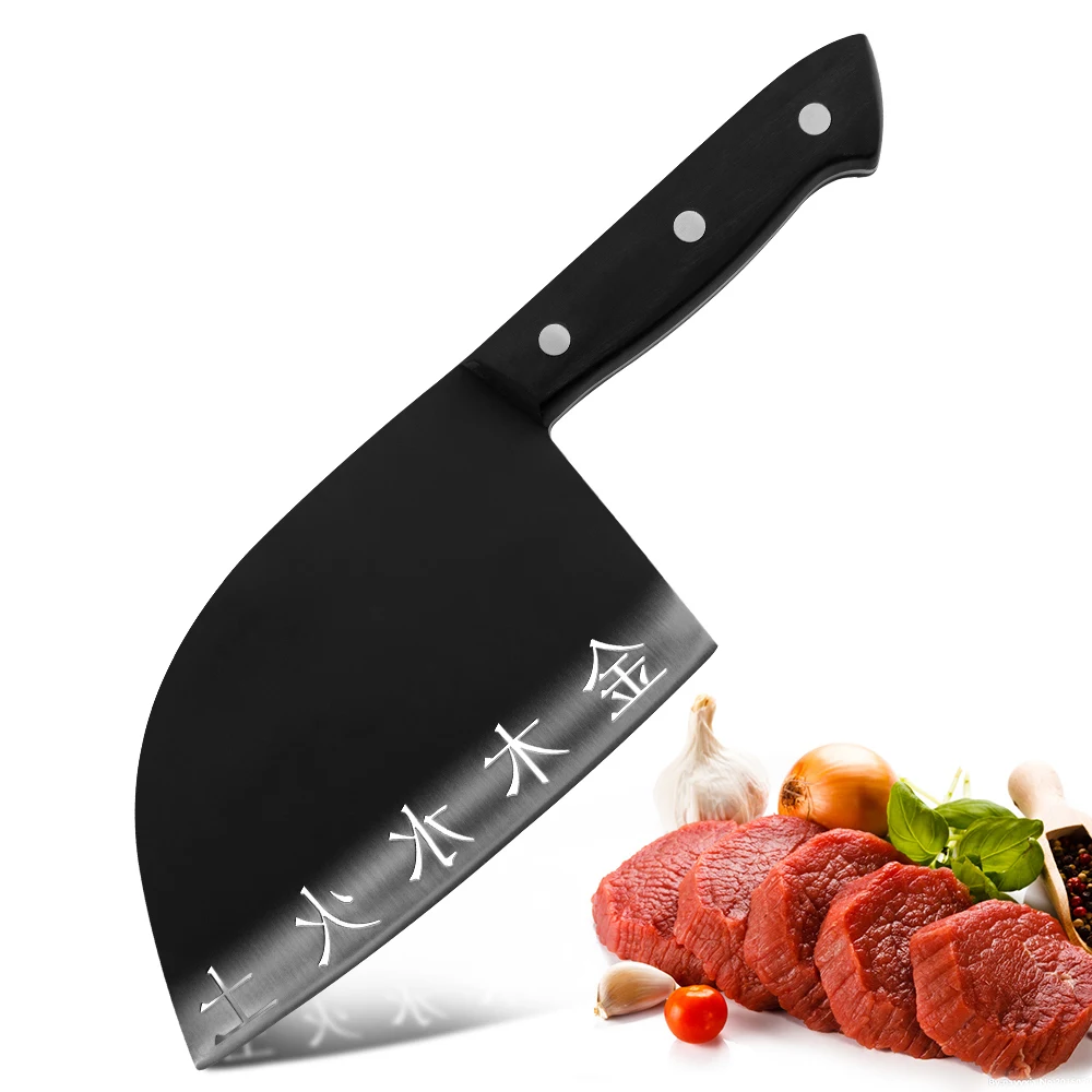 New Arrival 6.5 Inch 3cr13 Black Butcher Knife Set Stainless Steel Butcher Knives And Slaughter Knives With Chinese Characters