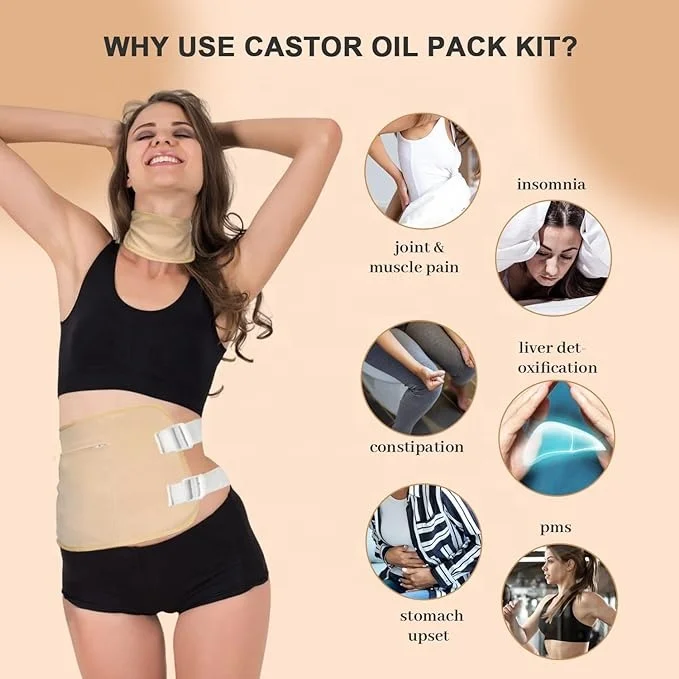 Best sales 2023 new products castor oil self adhesive patches with Adjustable Strap and Pocket for Liver Detox