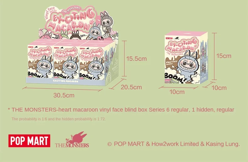 100% с кодом защиты от подделки Popmarts Labubu бьющие сердца макароны игрушечные фигурки в стиле животных Смола Слепая Коробка Подарок на день рождения