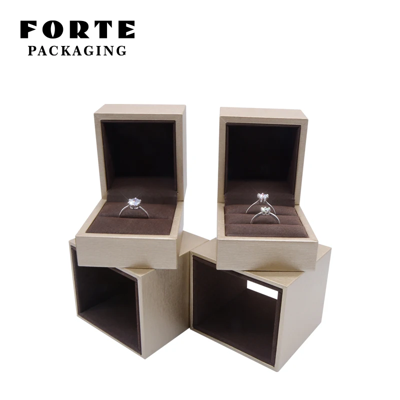 FORTE Gold Luxury Custom Logo eco pull out drawer double ring necklace boxes jewellery boxes packaging