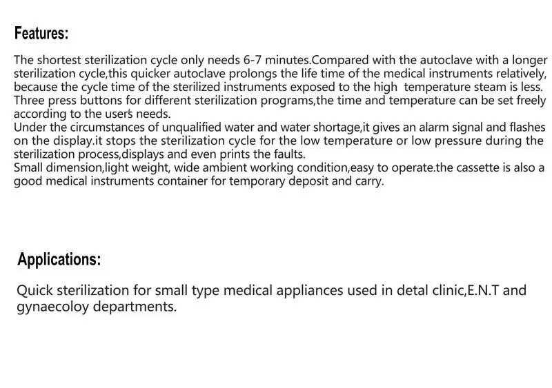 Statim 6000 Model G4 6.0L Mini Dental Autoclave Cassette Pressure Fast Steam Sterilizer