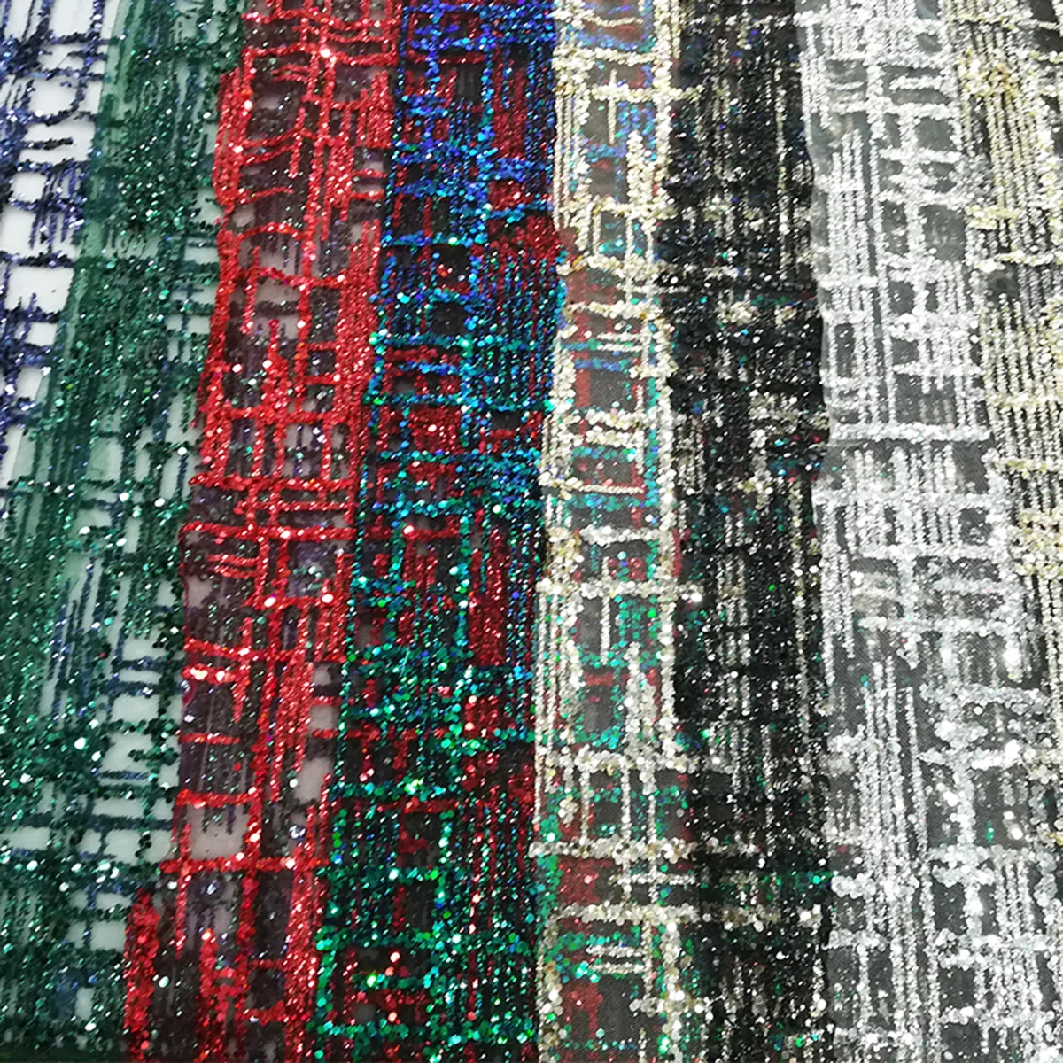 Wholesale New Design Sparkle Silver Glitter Net Tulle Wedding Dress Fashion African Big Sequins Lace Fabric Women Gown Materials