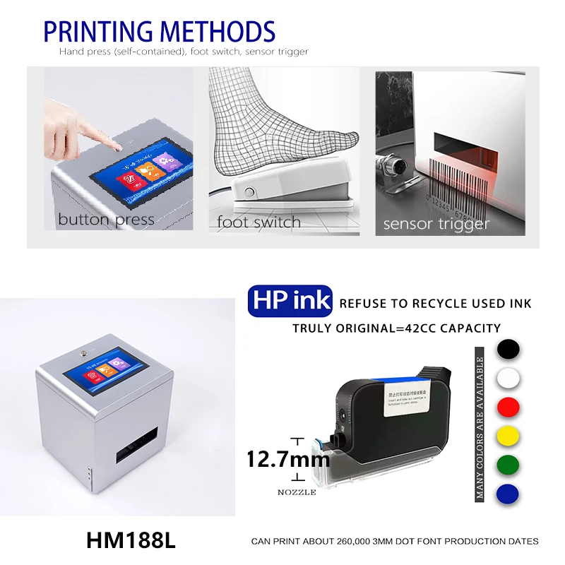 industrial plastic box bag lot inkjet gun printer tij desktop numbering printer dod  printing machine handheld inkjet printer