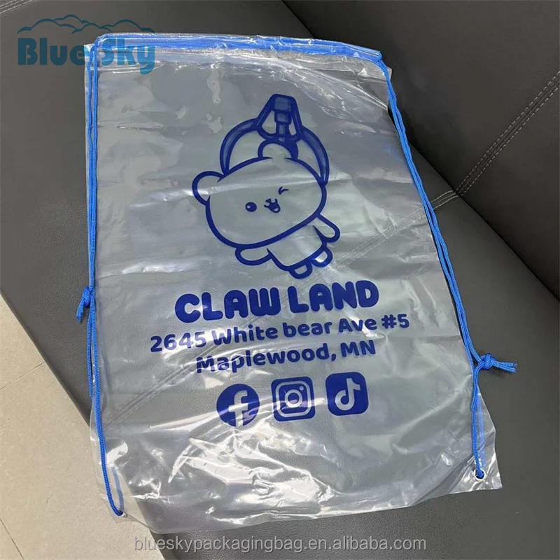 Waterproof Pvc Plastic See Through String Bags Clear Transparent Drawstring Backpack For Sports Swimming Gym Beach