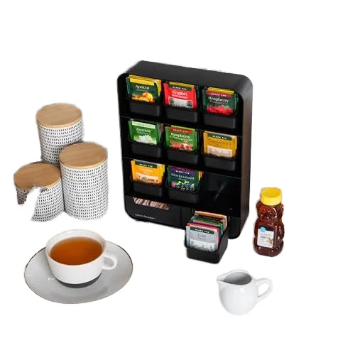 assmile Tea Bag Organizer Tea Station Organizer Kitchen Countertop Storage Plastic in Black