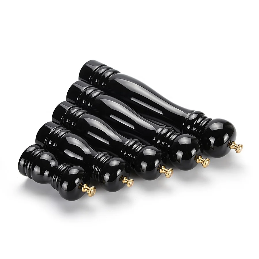 Classic Black Painting 5 Different Sizes Model Manual Adjustment Natural Rubber Wood Pepper Grinder