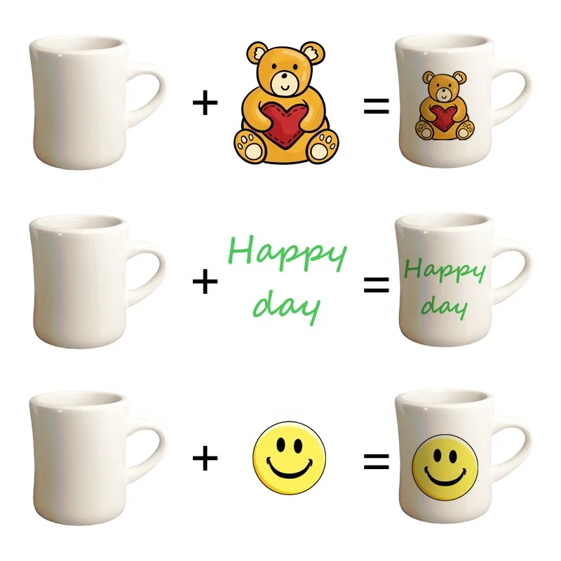 OEM Cute Camping Enamel Tea Coffee Mugs Cup Gift Items Vintage Cream Color Sublimation Ceramic Mugs Customizable