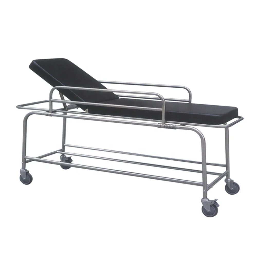 Stainless steel height adjustable Ambulance Emergency Stretcher crash cart patient Transport Trolley for hospital
