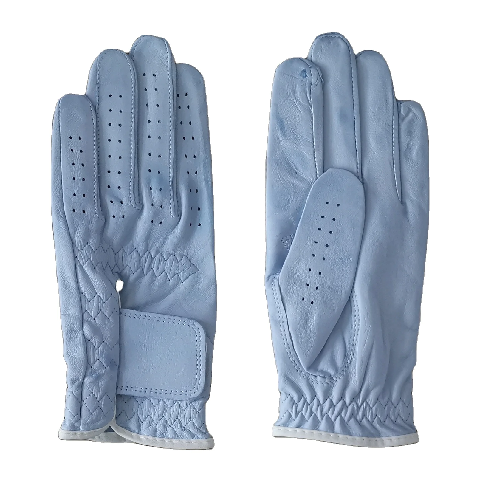 2024 Soft Full Light Yellow Indonesia PU Leather Golf Glove Custom Logo High Quality OEM