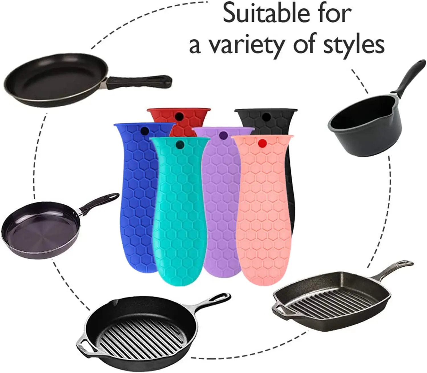 Pack Non-Slip Silicone Cookware Handle Holder Hot-Handle Cover for Cast Iron Plastic Pot Holder Sleeve