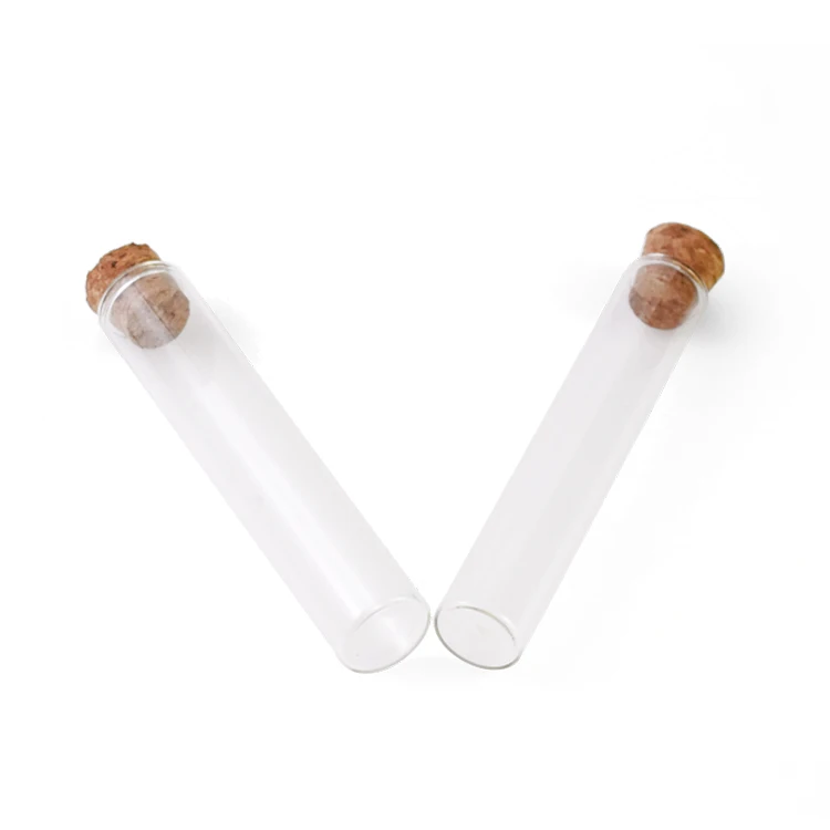Wholesale Customizable Flat Bottom Round Bottom Pre Tube Packaging,115mm 120mm 150mm Mini Glass Test Tube Tube with Cork Stopper