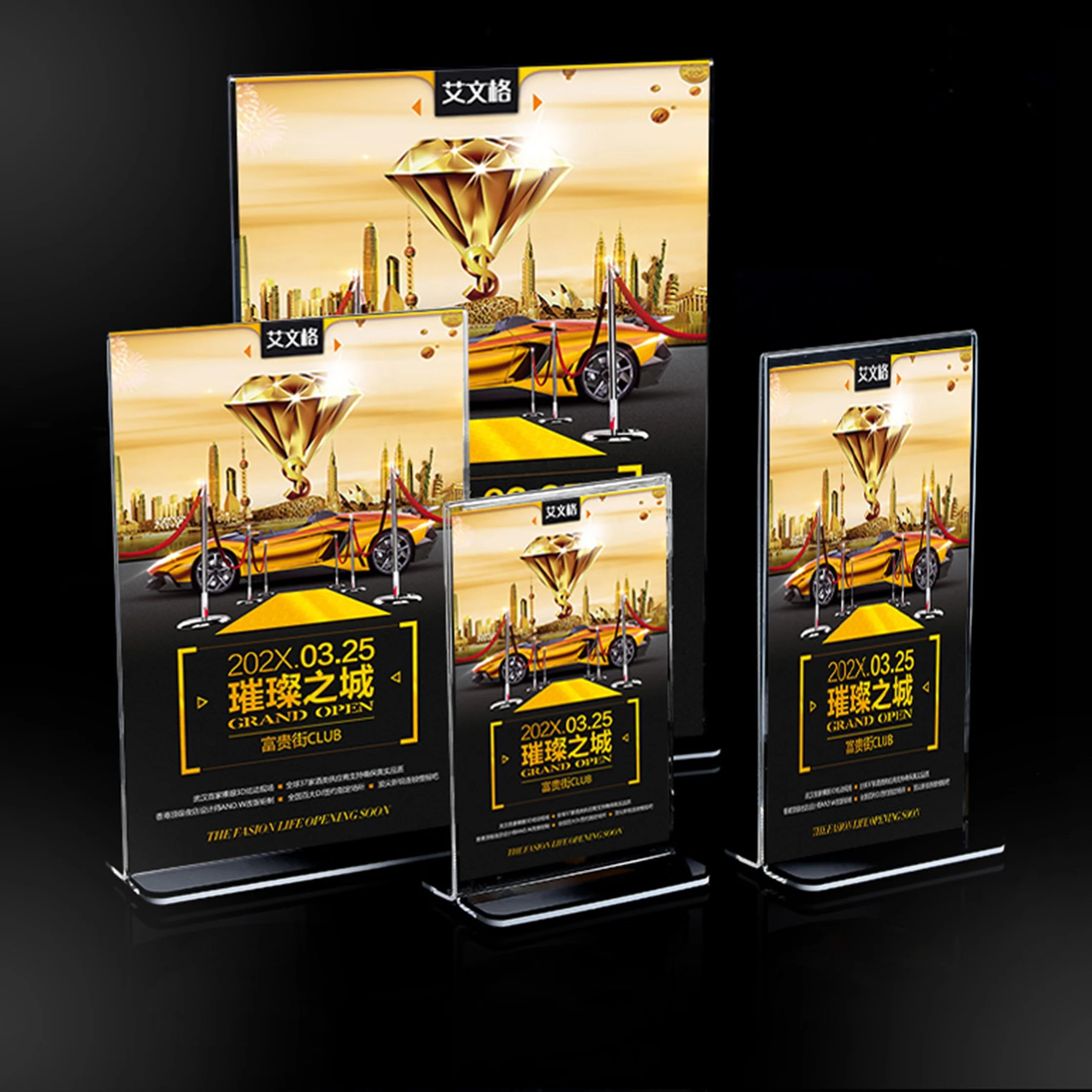 Double Sided Menu Card Holder Clear 5x7 2mm Thickness Acrylic  Restaurant Acrylic Stand Sign with Thick Base