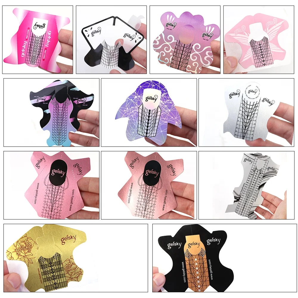 Gelsky Nail Tools Aluminium Paper Pvc Holographic Form Nails 500Pcs Roll Nail Form
