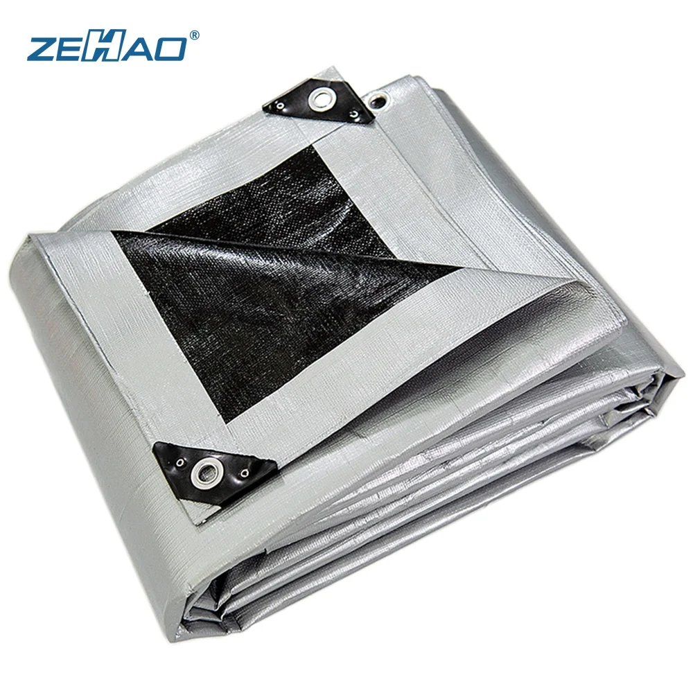 Black Silver Heavy Duty Density Weather And Yard Equipment Cover PE Tarp For Truck Tent Trailer Car Plastic Tarpaulin
