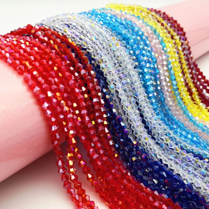 2021 Wholesale 3mm 4mm 5mm 6mm 8mm Bicone AB Colorful DIY Crystal Glass Beads