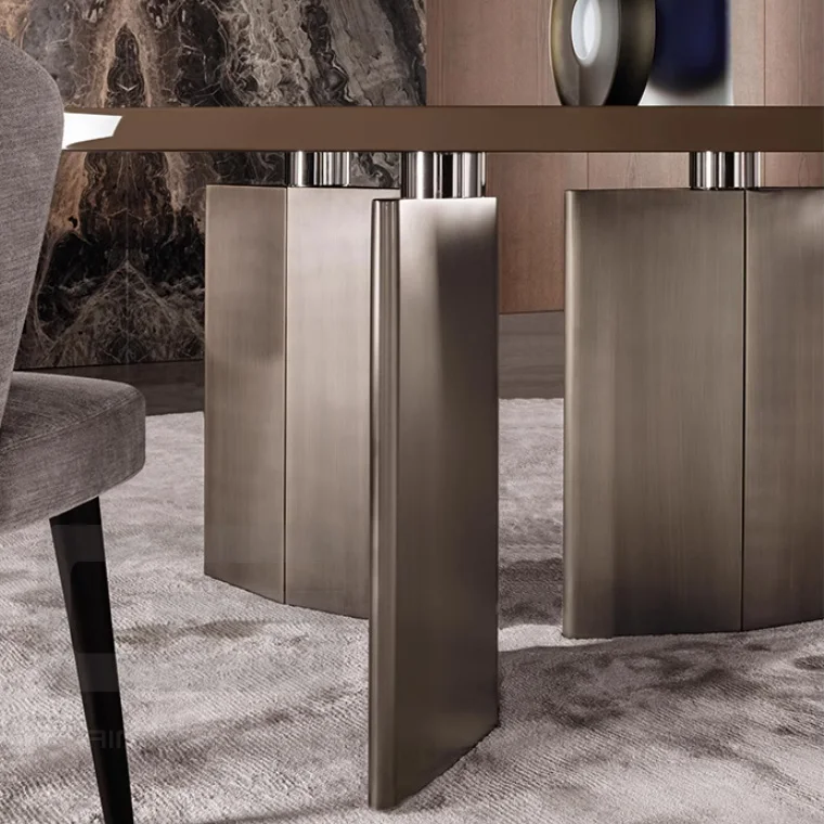 Nordic Luxury Modern White Marble Contemporary Gold Stainless Steel 8 Seater Kitchen Center Round Dining Table