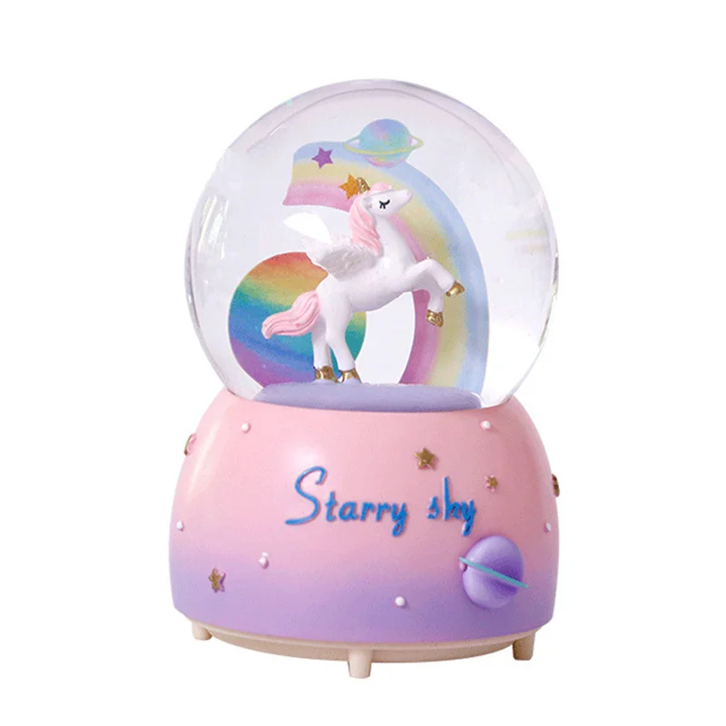 Personalized Snow Globe with Light Creative Resin Unicorn Snow Globe for Girls Birthday Present Home Decor Snow Globe Unicorn