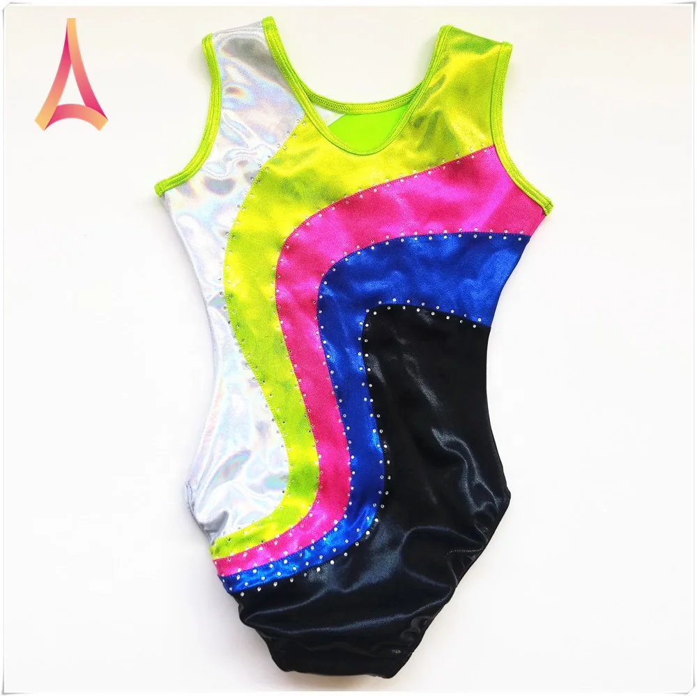 Оптовая продажа, блестящий Профессиональный Цельный купальник из лайкры для маленькой девочки для художественной гимнастики