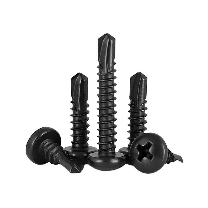 4.2mm ASTM A325 A307 GR2 GR5 Gal Steel Black Oxide Phillips Drive Pan Head Round Head Self Drilling Screw Roofing Screw DIN7504