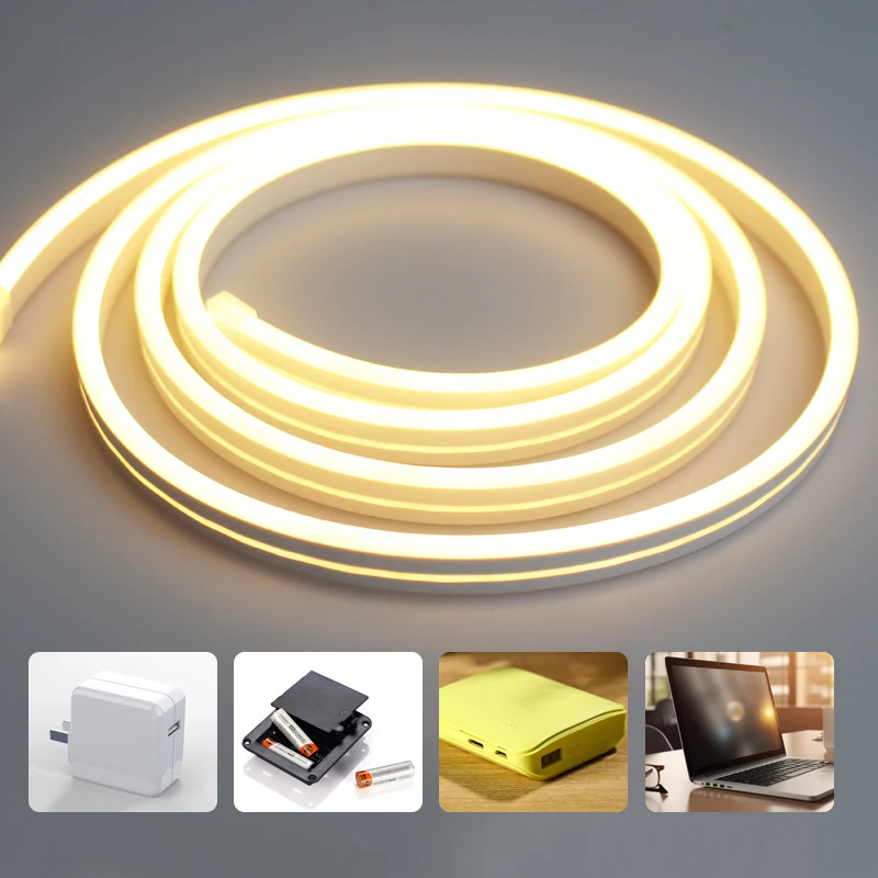5V flexible neon strip light led low voltage super bright battery box computer usb interface silicone IP65 strip light