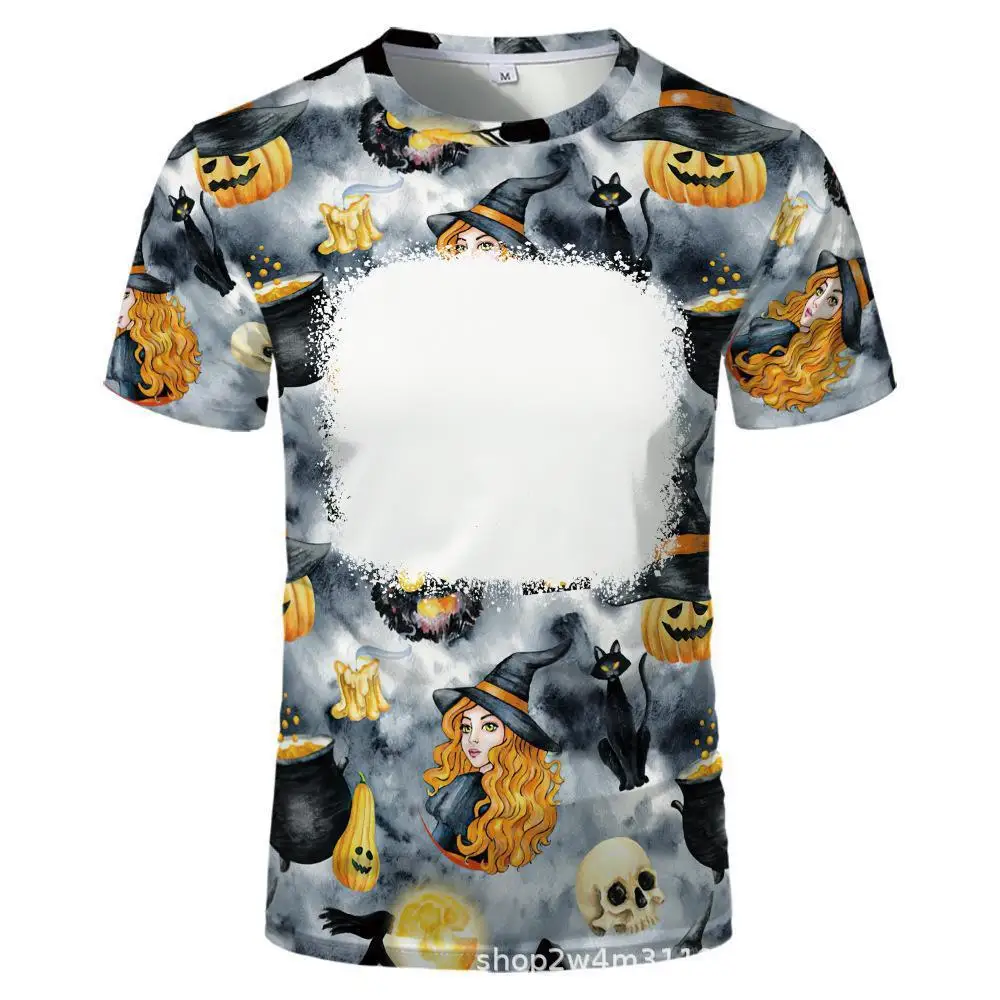 New Design Holiday Clothing Bleach Sublimation Shirt Sublimation Polyester Halloween Christmas T-shirt