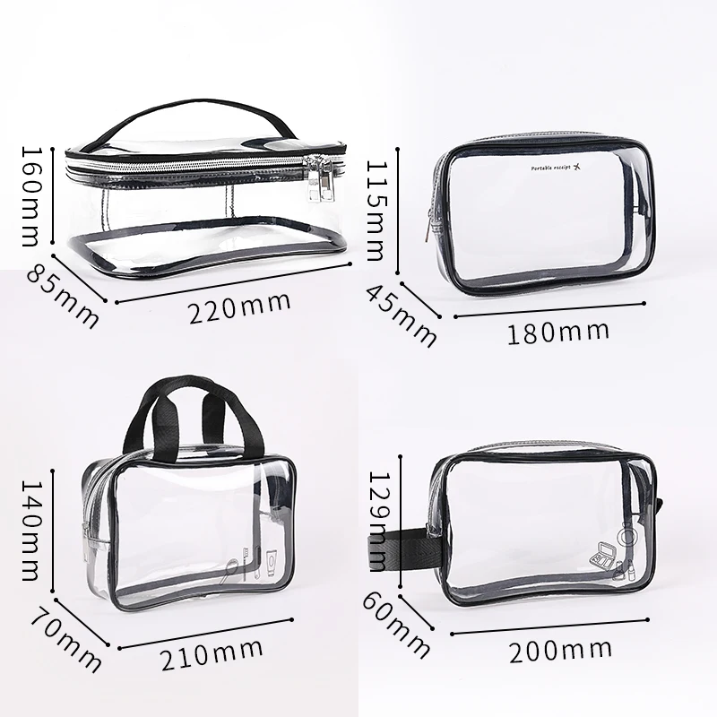 Wholesale Cute Makeup Organizer Soft Large Capacity Zipper Transparent Large Clear Travel Eco-friendly PVC Cosmetic Bags