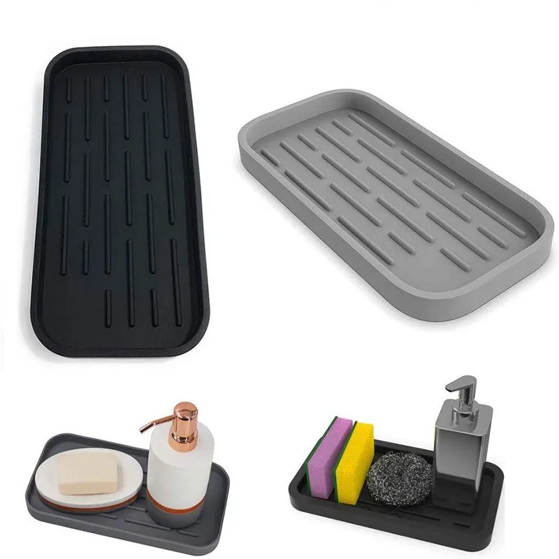 Large rectangle Silicone Drain Pan kitchen drain tray Tableware Water Cup mat fruit and vegetable dish receiving function