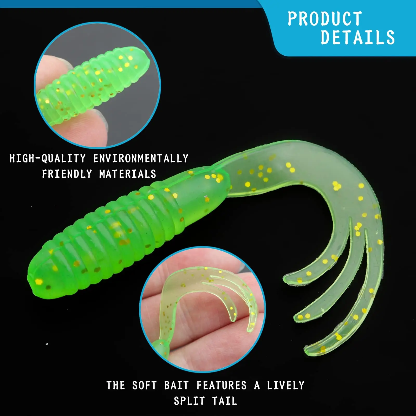 Hot sale Curl y Tail Soft Lure 4cm 5cm  6.5cm 6colors Soft Fishing Lure Perch Bait Sea Soft Plastic Bait Mandarin Soft Bait