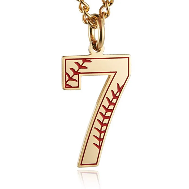 Fashion Baseball Number Necklace Stainless Steel Jewelry for Women Men