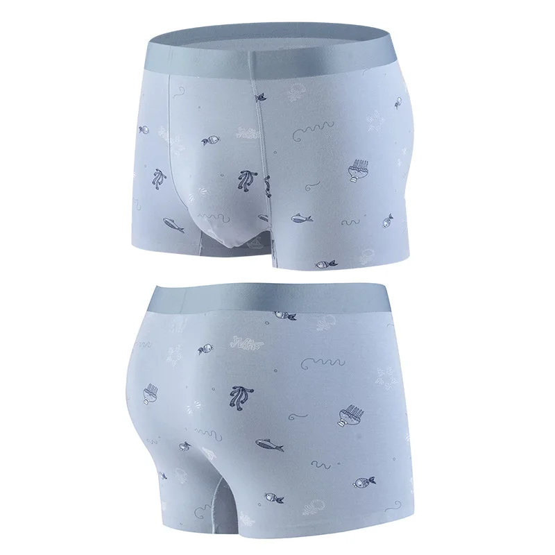 Modal Seamless Boxer Briefs Young Boys Cartoon Trunks Underwear Printing Simple Four-Corner Mens Boxer
