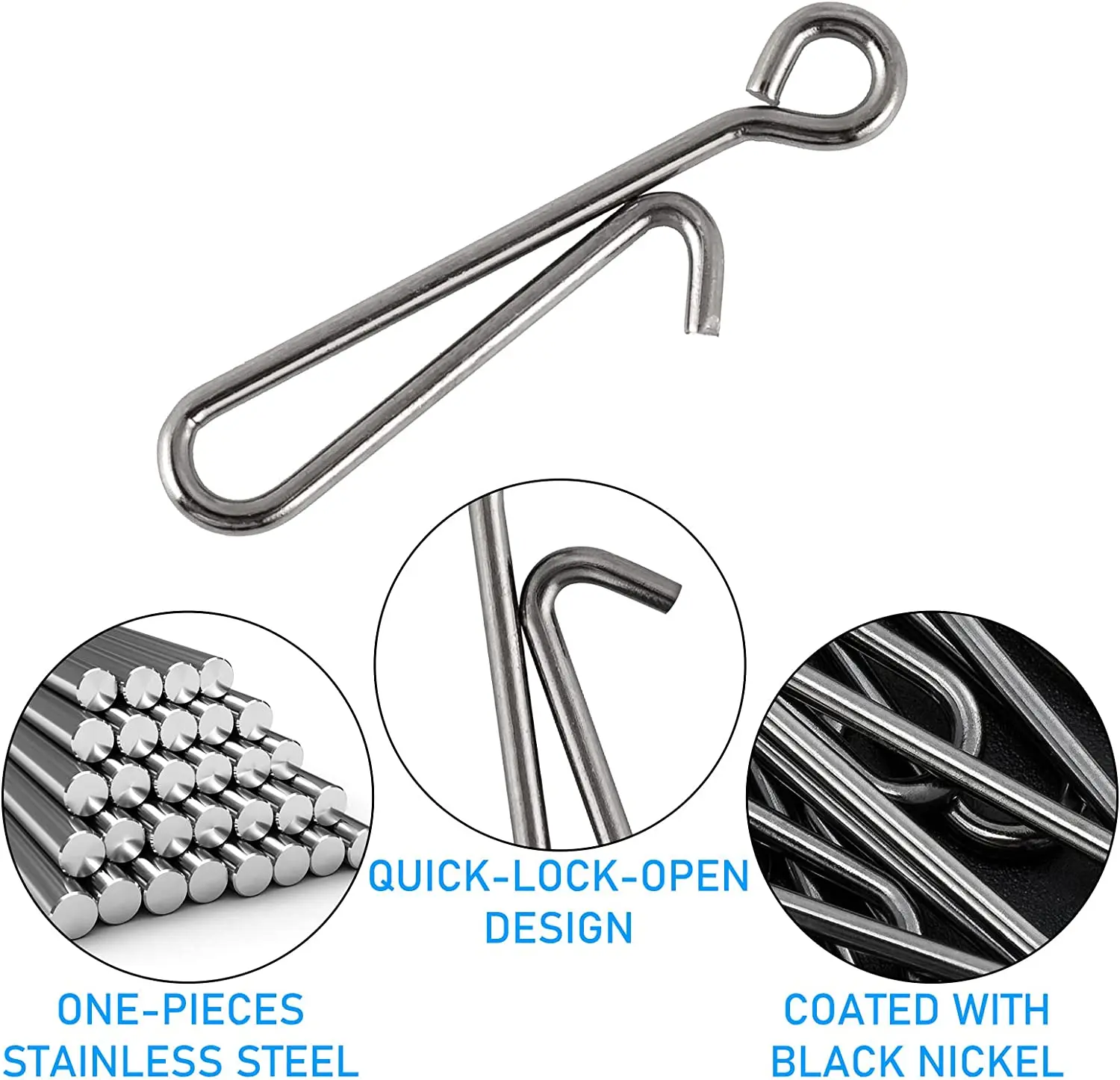 High quality Stainless steel Fishing Fast lock Hanging Snap Bass fishing  Swivel snap  Solid carp Fishing Pin Snaps