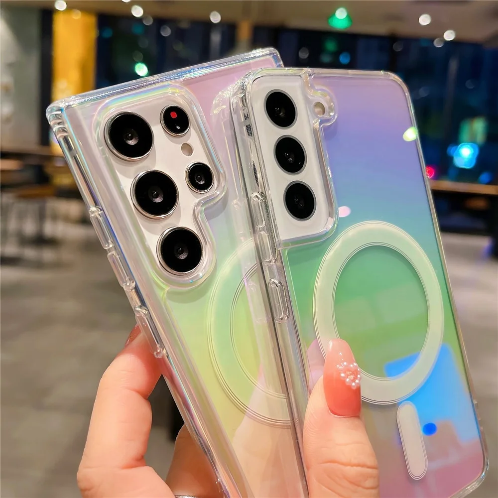 New manufacturing for Samsung S23 Ultra color plating transparent magnetic attraction  S22 colorful gradient S23/S22 phone case
