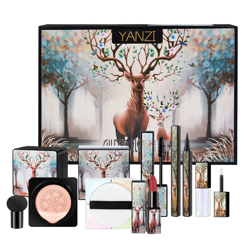 
7Pcs/set Elk Makeup Set Gift Box Cosmetics Face Beauty Suit Cream Concealer Powder makeup kit box full set cosmetic make up 