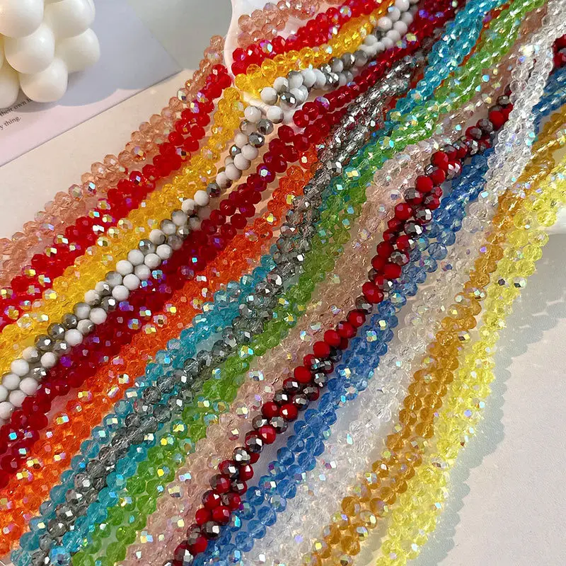 Wholesale 3/4/6/8 mm Glass Crystal Beads AB Color Flat Wheel Beads Electroplated DIY Accessories For Jewelry Making