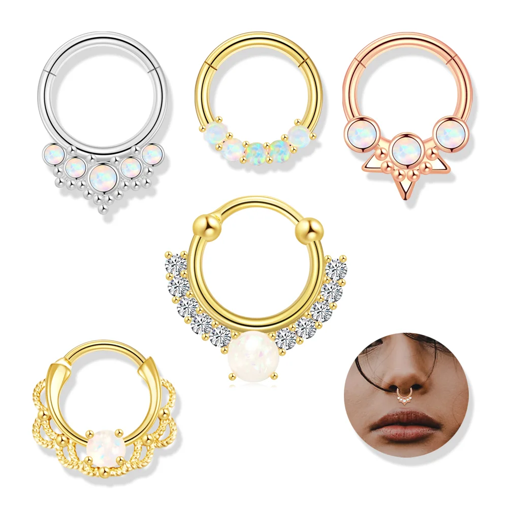 face screw back real silver artificial hypoallergenic urgical steel  double nose ring septum clicker cuff  for men bridal