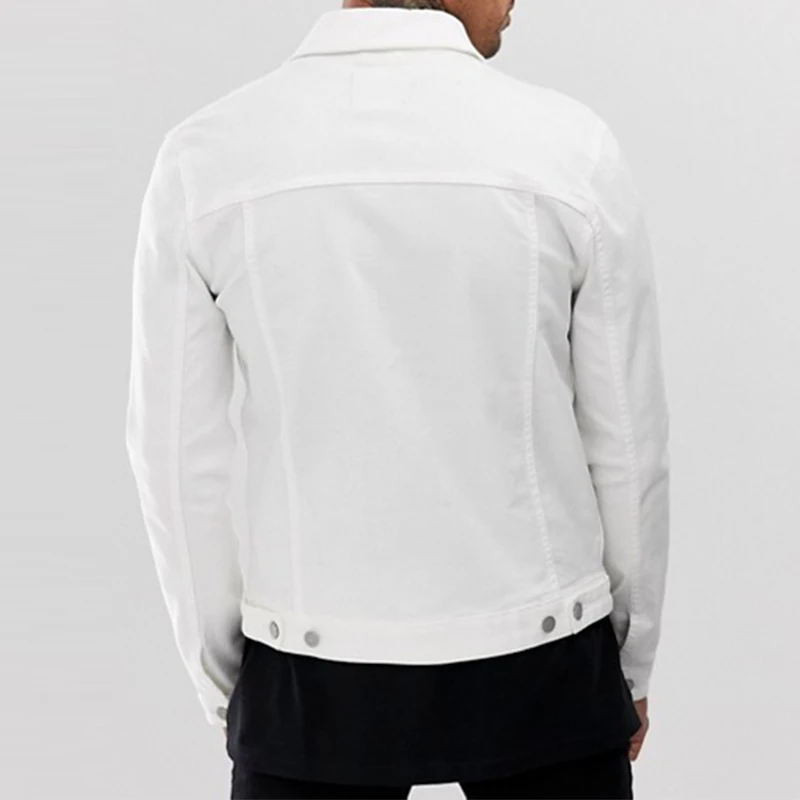 
Spread collar latest fashion fit skinny western mens anorak denim white jacket 