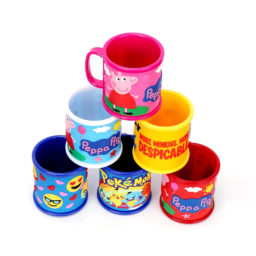 Wholesale Cute Cartoon 3D Kids Personalized Plastic Mugs Custom Soft PVC Water Cups Mugs